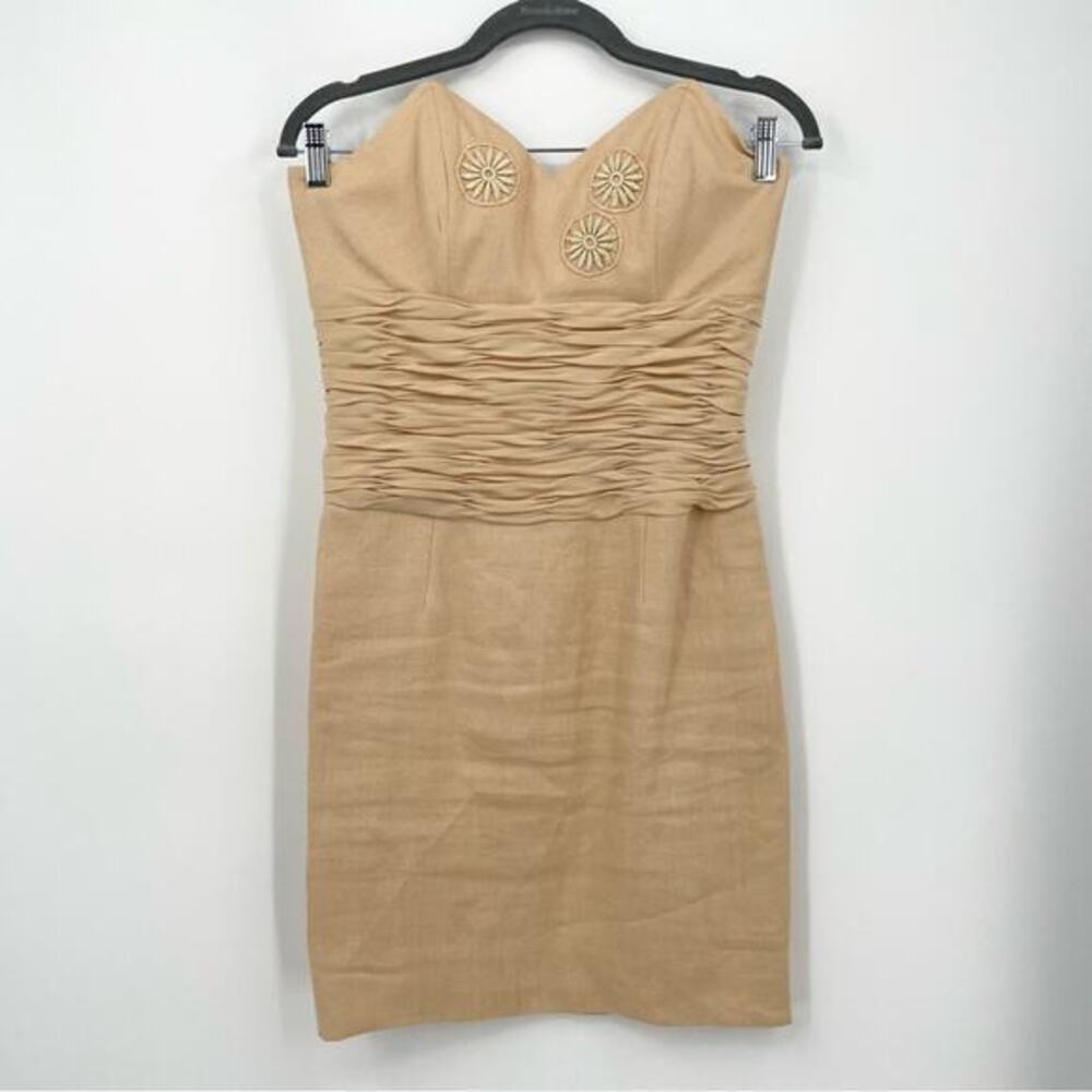 Vintage Liancarlo Strapless Silk‎ Linen Dress Size 8